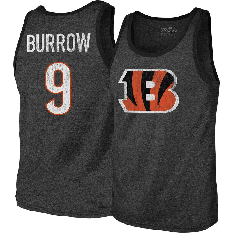 マジェスティック レディース トップス Tシャツ Majestic Threads Men's Fanatics Branded Joe Burrow Black Cincinnati Bengals Name & Number Tri-Blend Tank Top Bng Black ブラック