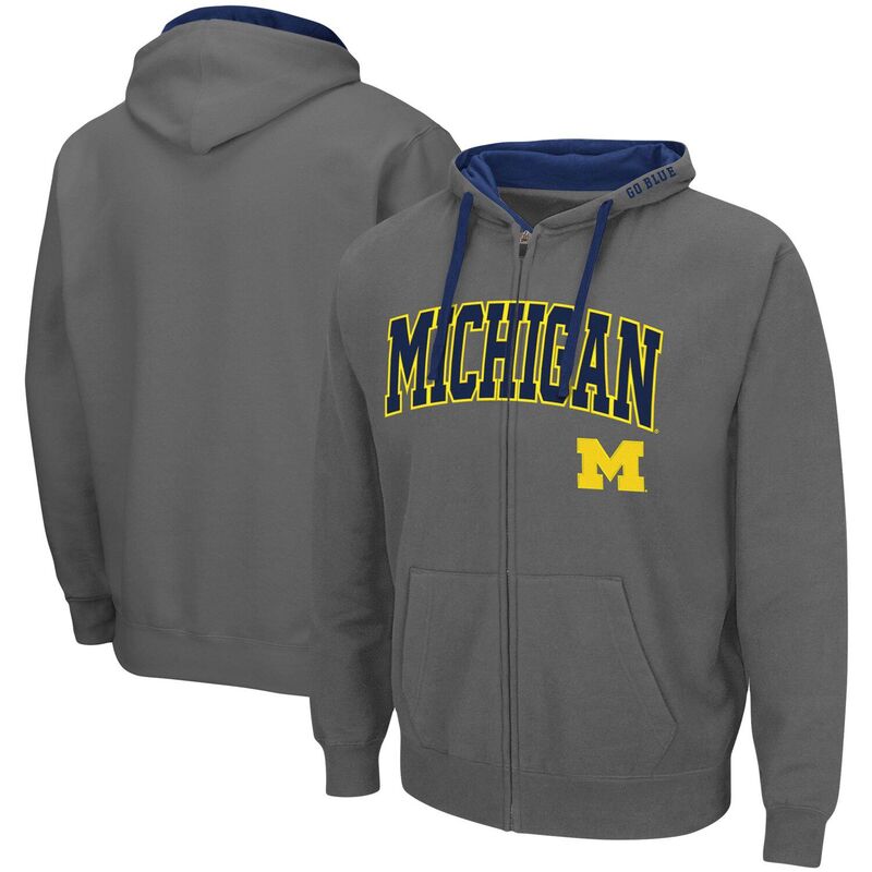 コロシアム レディース トップス Tシャツ トール パーカー Men's Colosseum Charcoal Michigan Wolverines Big & Tall Full-Zip Hoodie Micharco チャコール