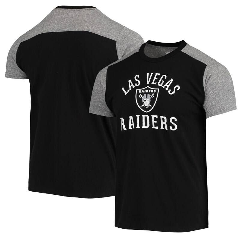 マジェスティック レディース トップス Tシャツ Men's Majestic Threads Black/Gray Las Vegas Raiders Field Goal Slub T-Shirt Lvr Black ブラック