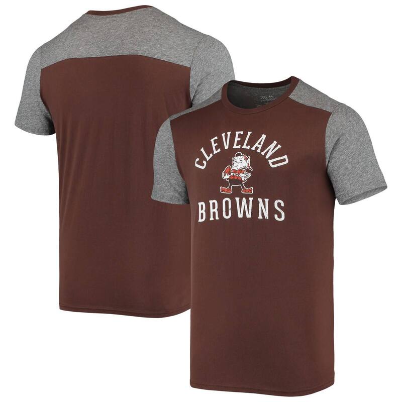 マジェスティック レディース トップス Tシャツ Men's Majestic Threads Brown/Heathered Gray Cleveland Browns Gridiron Classics Field Goal Slub T-Shirt Brn Brown ブラウン
