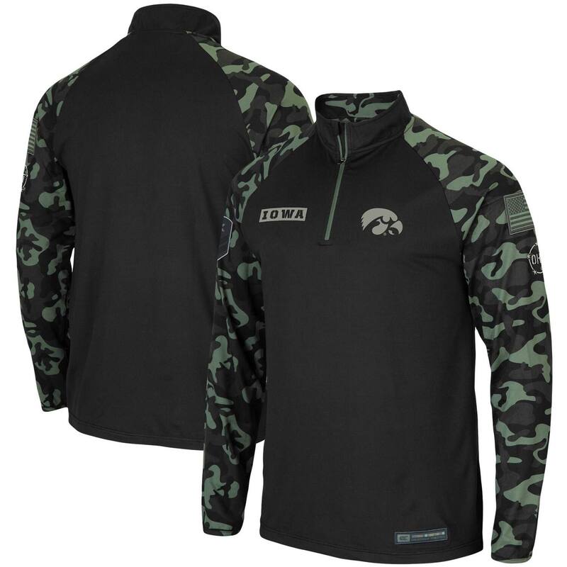 コロシアム レディース アウター ジャケット・ブルゾン Men's Colosseum Black Iowa Hawkeyes OHT Military Appreciation Take Flight Raglan Quarter-Zip Jacket Iwa Black ブラック