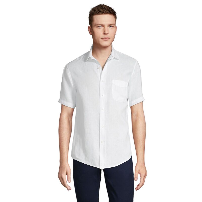 ランズ挙げ句の果て レディース トップス プルオーバー トール 落ち込む リネン Big \u0026 Tallands\u0027 End Traditional-Fit Linen Button-Down Shirt White 白いこと
