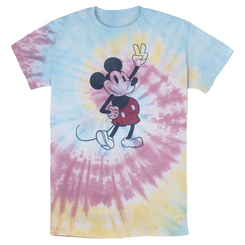 ウォルトディズニー レディース トップス ティーシャツ 遊撃手ズボン下 Men\u0027s Disney Mickey And Friends Mickey Mouse Plaid Shorts Wash Tee Blue Pink Light Yellow 青色 Tシャツ・カットソー-レディースファッション-トップス