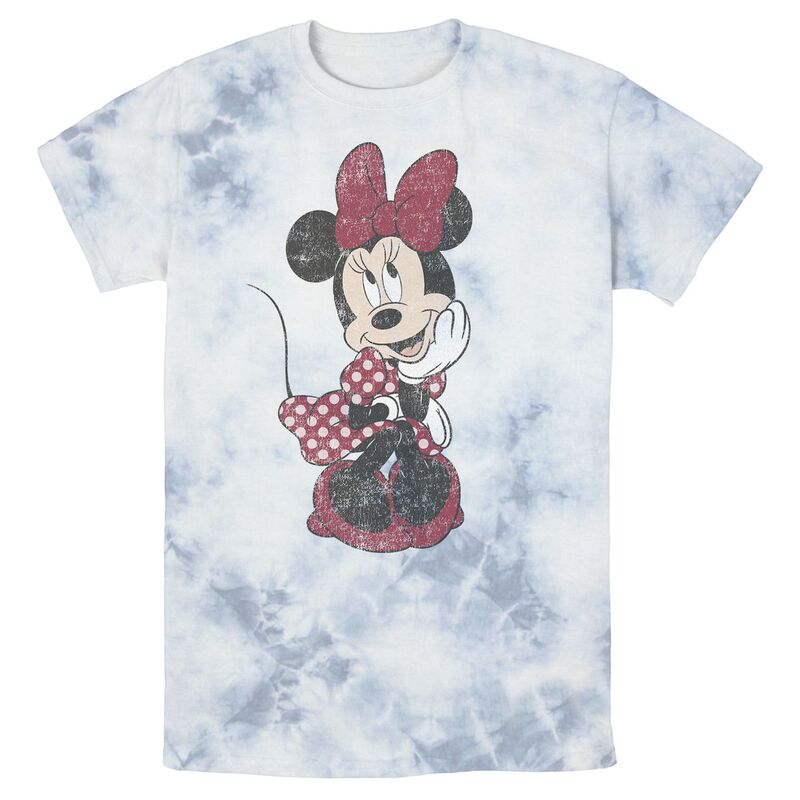 ディズニー レディース トップス Tシャツ ヴィンテージ Disney's Minnie Mouse Men'shy Vintage Bomabrd Wash Tee White Blue ホワイト