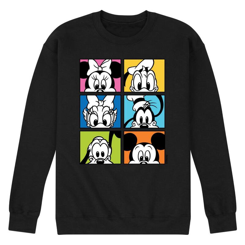 ウォルトディズニー レディース トップス プルオーバー 汗水 フリース Disney\u0027s Mickey Friends Grid Men\u0027s Fleece Sweatshirt Black 黒いこと