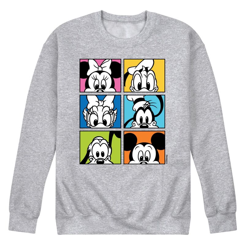 ウォルトディズニー レディース トップス プルオーバー 汗水 フリース Disney\u0027s Mickey Friends Grid Men\u0027s Fleece Sweatshirt Gray 薄墨色