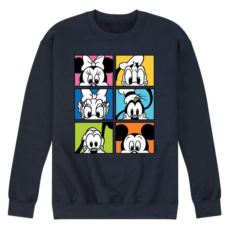 ウォルトディズニー レディース トップス プルオーバー 汗水 フリース Disney\u0027s Mickey Friends Grid Men\u0027s Fleece Sweatshirt Navy 米国海軍
