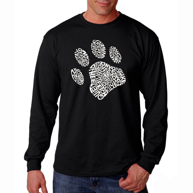 エルエーポップアート レディース トップス Tシャツ LA Pop Art Dog Paw - Men's Word Art Long Sleeve T-shirt Black ブラック|ReVida 店