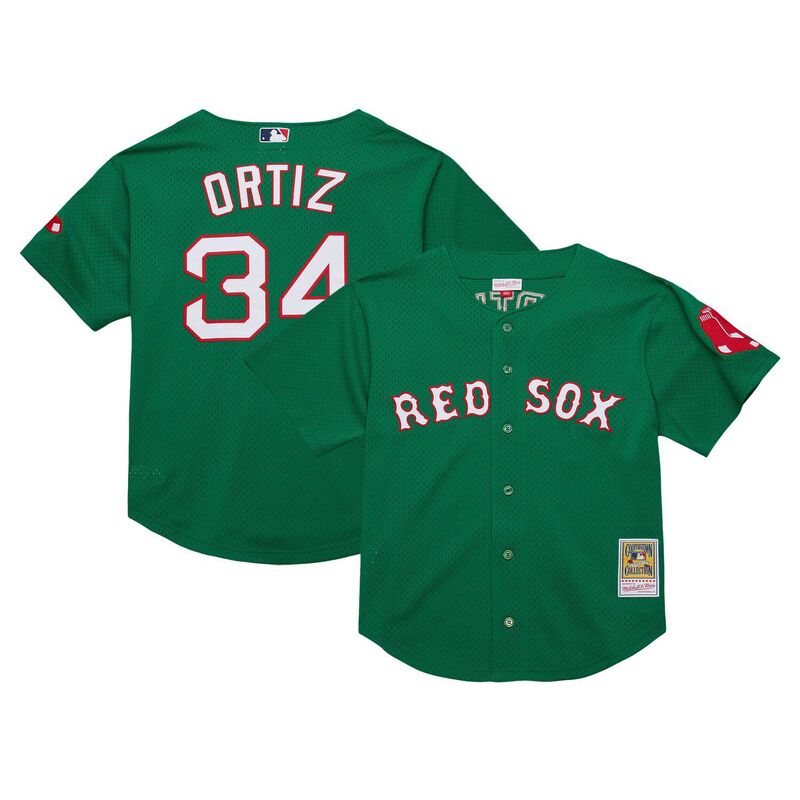 ミッチェル&ネス レディース トップス Tシャツ メッシュ ジャージー Men's Mitchell & Ness David Ortiz Kelly Green Boston Red Sox Cooperstown Collection Mesh Batting Practice Jersey Rsx Green グリーン