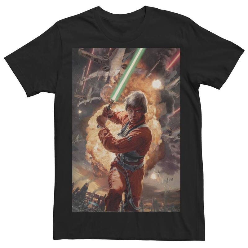アニメキャラクター レディース トップス Tシャツ Licensed Character Men's A New Hopep4 Skywalker Painting Tee Black ブラック
