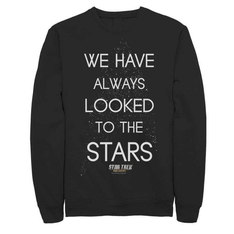 アニメ文字記号 レディース トップス プルオーバー フリース Licensed Character Men\u0027star Trek Discovery Always Looked To Stars Fleece Black 黒いこと