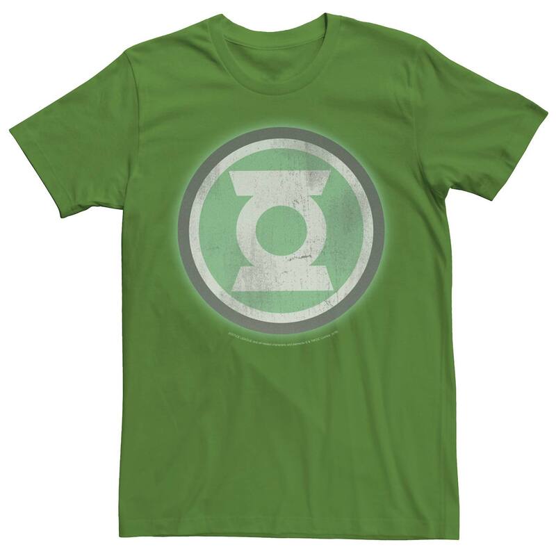 アニメキャラクター レディース トップス Tシャツ ロゴ グラフィック Licensed Character Men's DComics The Green Lantern Distressed Logo Graphic Tee Kelly グリーン