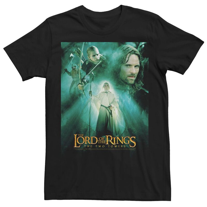 アニメキャラクター レディース トップス Tシャツ Licensed Character Men's Lord Of The Rings Gandalf Two Towers Photo Real Poster Tee Black ブラック