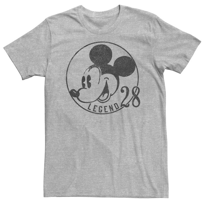 ディズニー レディース トップス Tシャツ Disney's Mickey & Friends Mickey Mouse Legend 28 Men's Tee Athletic Heather ヘザー｜ReVida 店