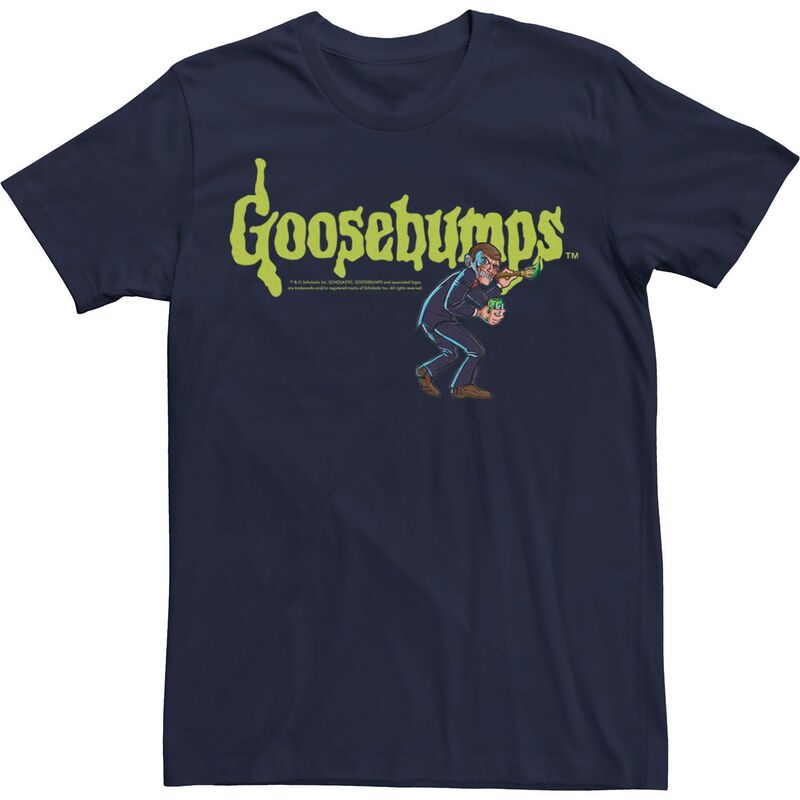アニメキャラクター レディース トップス Tシャツ ロゴ グース Licensed Character Men's Goosebumps Puppet Painted Logo Tee Navy ネイビー 7,285円