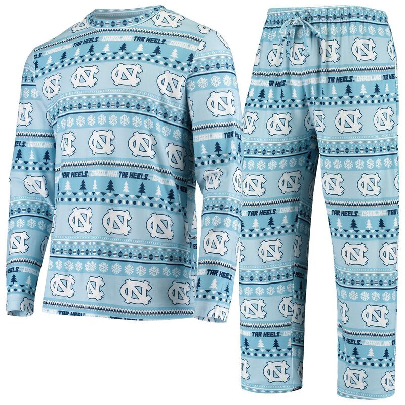 アンブランデッド レディース アンダーお召しもの ナイト爵お召しもの スウェーター 編み物 踵 Unbranded Men\u0027s Conceptsport Carolina Blue North Carolina Tar Heels Ugly Sweater Knit Long Sleeve Top and Pant Set Unc Light 青色 パジャマ-ナイトウェア・ルームウェア
