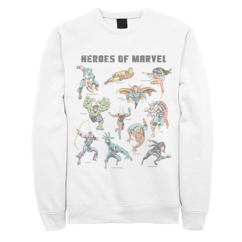 アニメキャラクター レディース トップス Tシャツ スウェット Licensed Character Men's Marvel Textbook Heroesweatshirt White ホワイト