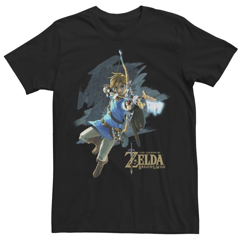 アニメキャラクター レディース トップス Tシャツ Licensed Character Men's Zelda Breath Of The Wild Action Pose Link Tee Black ブラック