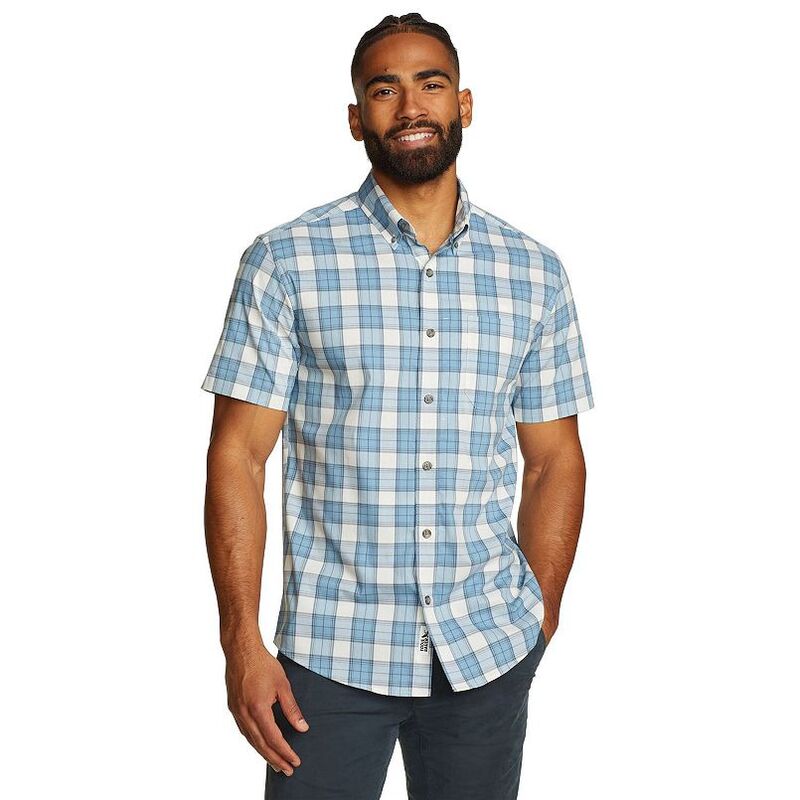 エディー バウアー メンズ トップス Tシャツ ダウン Men's Eddie Bauer UPF 50 Voyager Short Sleeve Button-Down Shirt Opal