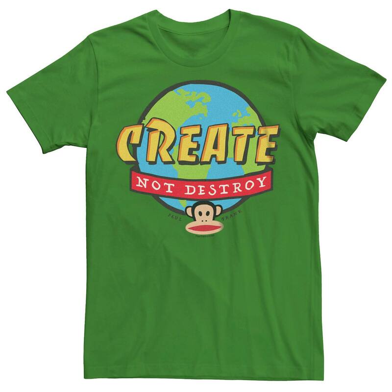 アニメキャラクター レディース トップス Tシャツ グラフィック Licensed Character Men's Paul Frank Create Not Destroy Graphic Tee Kelly