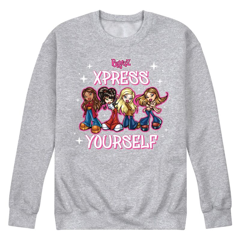 アニメ文字記号 レディース トップス プルオーバー 汗水 フリース Licensed Character Men\u0027s Bratz Xpress Yourselfleece Sweatshirt Gray 薄墨色