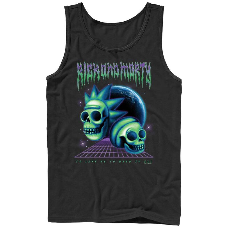 アニメキャラクター レディース トップス Tシャツ グラフィック Licensed Character Men's Rick And Morty Space Rock Skulls Graphic Tank Top Black ブラック