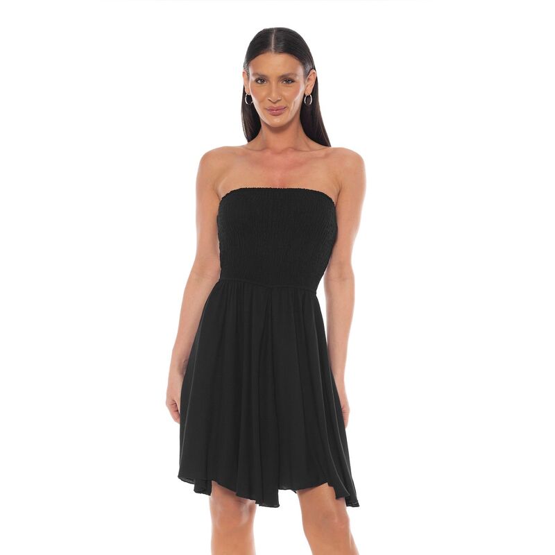 ベベ レディース トップス ワンピーストラップレス シャーリング Juniors' bebe Smocked Strapless Flowy Dress Black ブラック｜ReVida 店
