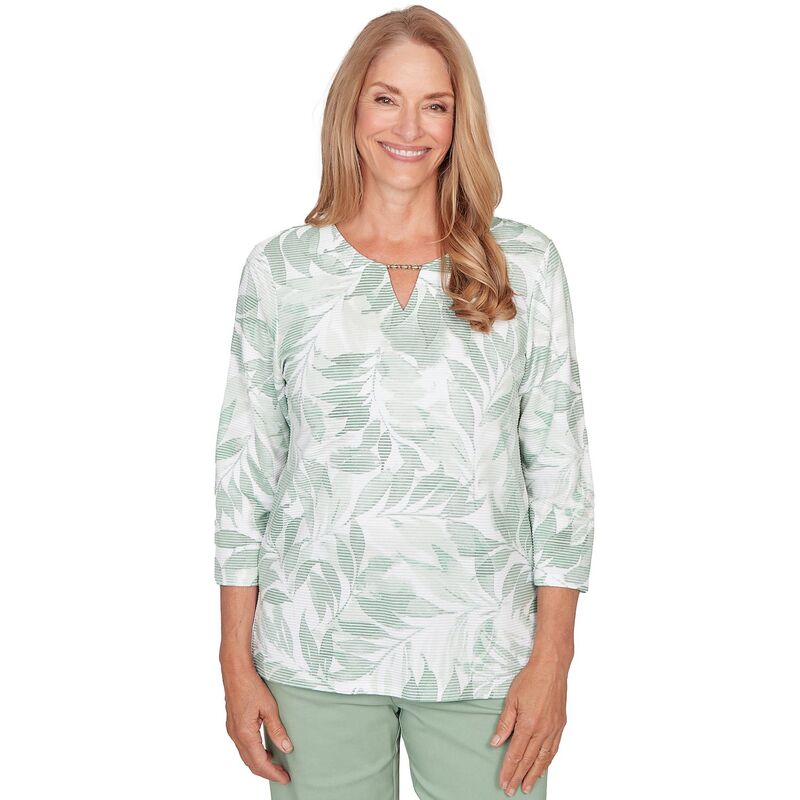 アルフレッド ダナー レディース トップス プルオーバー 刷り上げる Women\u0027s Alfredunner Monotone Leaf Print Split-Neck Top Celery