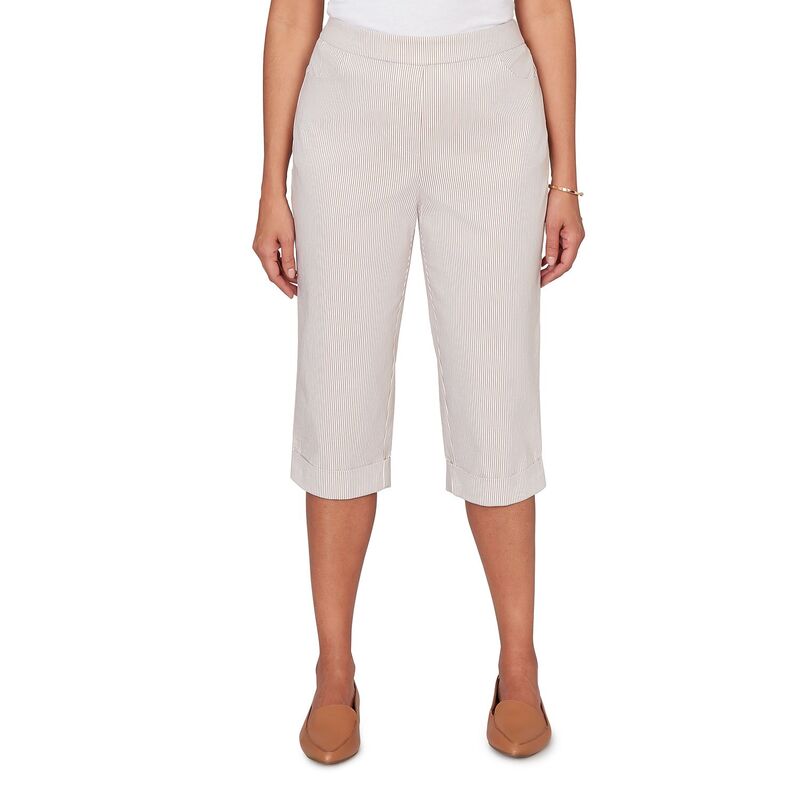アルフレッド ダナー レディース ボトムス カジュアルパンツ プチ キャップ Petite Alfredunner Stretch Stripe Clamdigger Capri Pants Tan タン