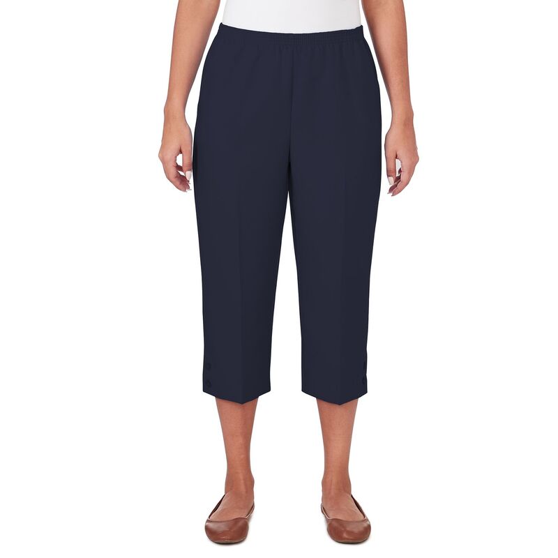 アルフレッド ダナー レディース ボトムス カジュアルパンツ プチ キャップ Petite Alfredunner Button Hem Gathered Waistband Capri Pants Navy ネイビー