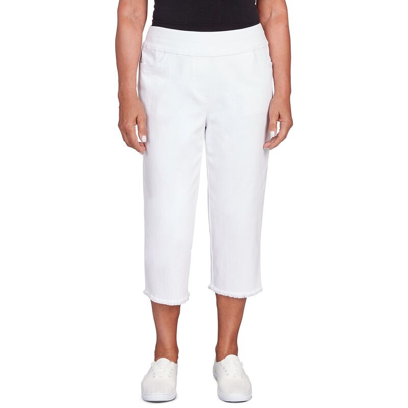 アルフレッド ダナー レディース ボトムス カジュアルパンツ デニム キャップ フリンジ Women's Alfredunner Super Stretch Denim Fringe Capri Pants White ホワイト｜ReVida 店