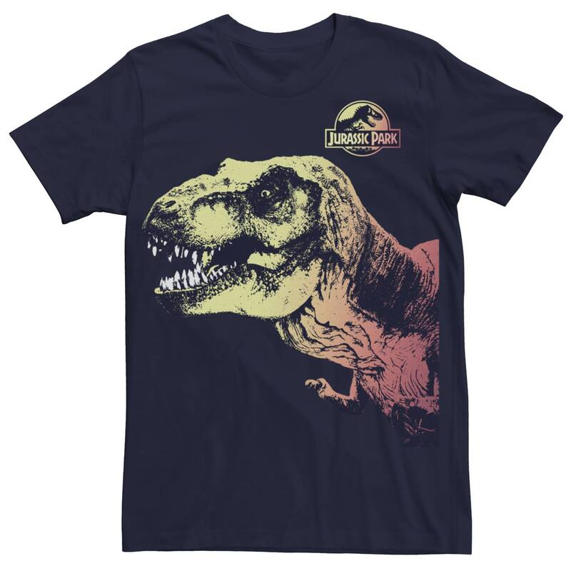 アニメキャラクター レディース トップス Tシャツ Licensed Character Men's Jurassic Park Sunset Rex Tee Navy ネイビー