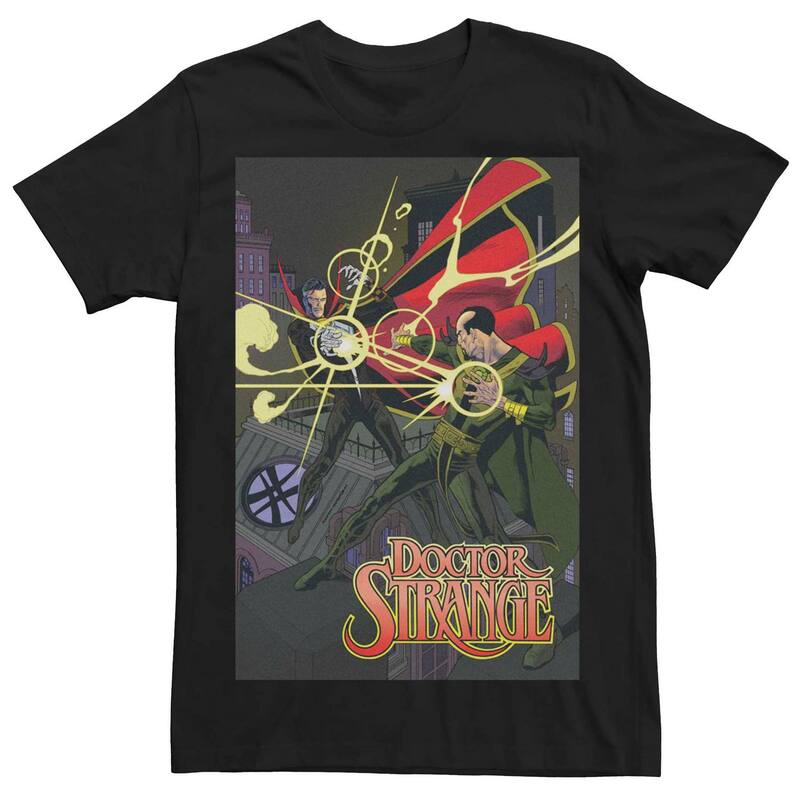 アニメキャラクター レディース トップス Tシャツ Licensed Character Men's Marvel Doctor Strange Mystic Arts Fight Comicover Tee Black ブラック