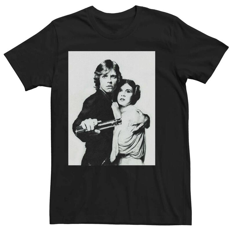 アニメキャラクター レディース トップス Tシャツ グラフィック Licensed Character Men'star Wars Luke Skywalker Princess Leia Portrait Graphic Tee Black ブラック