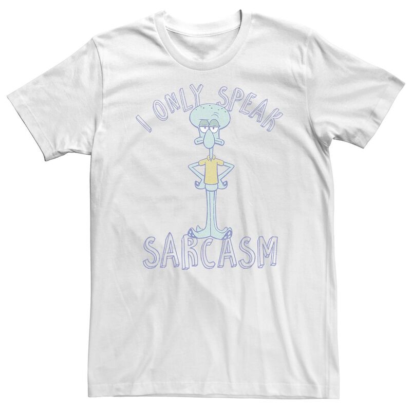 アニメキャラクター レディース トップス Tシャツ Licensed Character Men'spongebob Squidward I Only Speak Sarcasm Portraitee White ホワイト