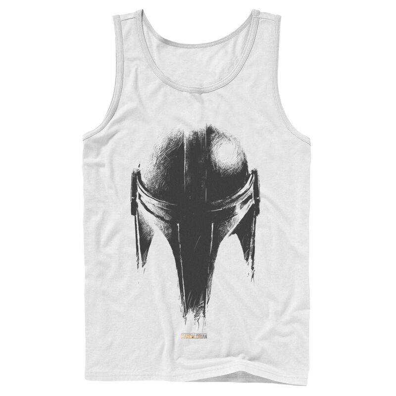 スター ウォーズ レディース トップス Tシャツ トール Men'star Wars The Mandalorian Metallic Helmetank Top White ホワイト