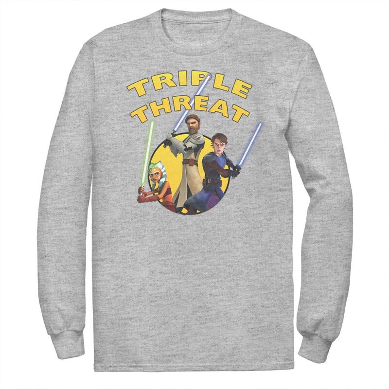 スター ウォーズ レディース トップス Tシャツ Men'star Wars: Clone Wars Group Shotriple Threatee Athletic Heather ヘザー