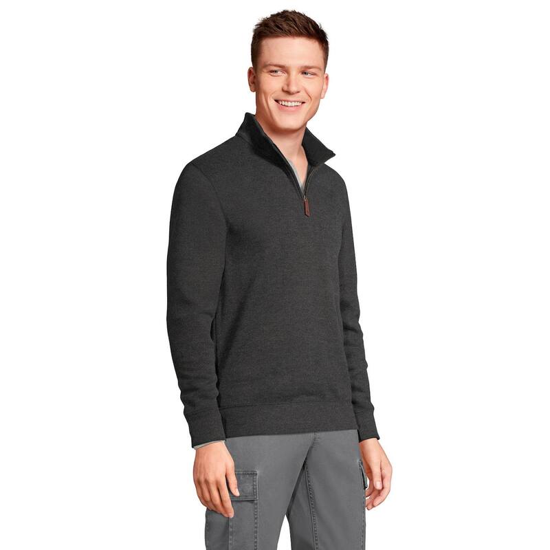 ランズ挙げ句の果て レディース アウター 編み物・プルオーバー 肋材 Men\u0027s Lands\u0027 End Bedford Regular-Fit Ribbed Quarter-Zipullover Sweater Dark Charcoal 暗灰色 レディースファッション-セーター