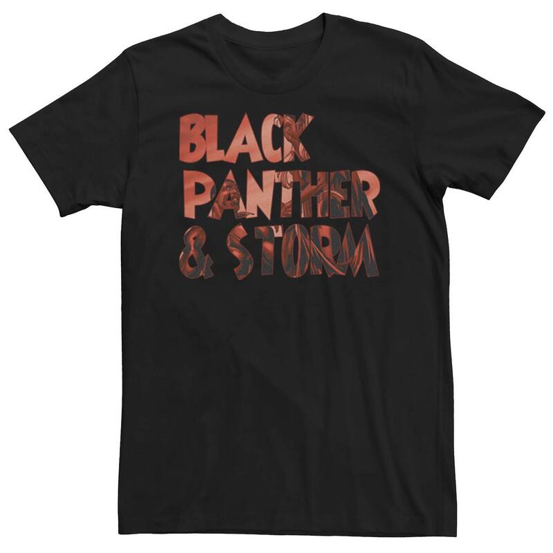 マーベル レディース トップス Tシャツ Men's Marvel Black Panther & Storm Text Fill Tee Black ブラック