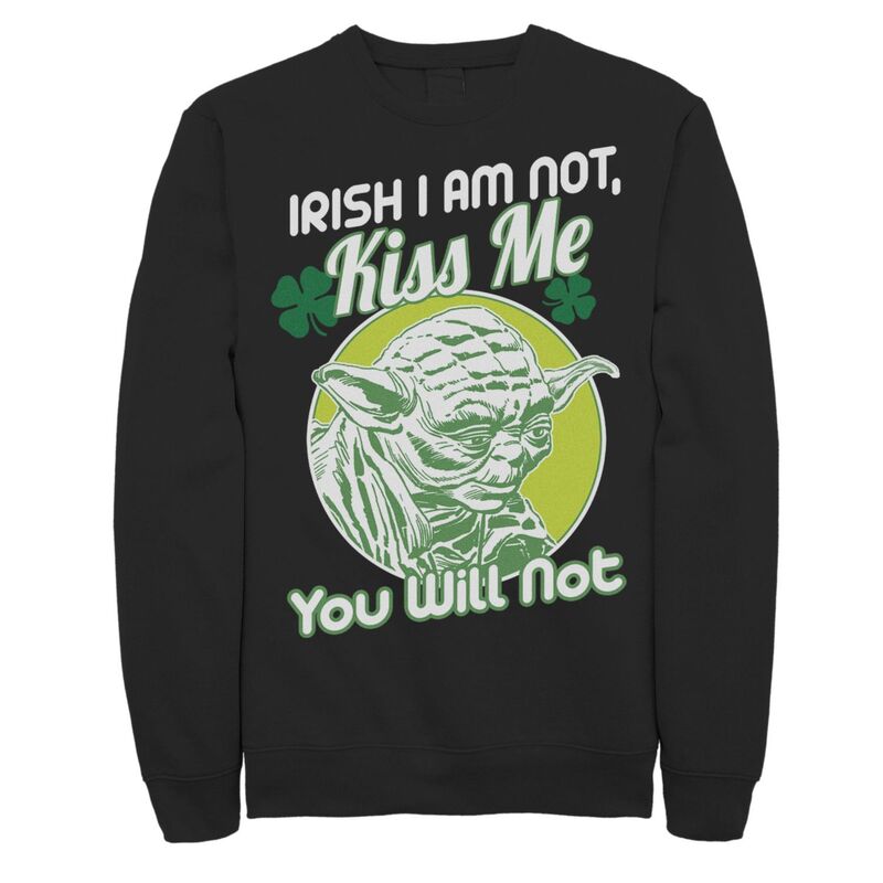 アニメキャラクター レディース トップス Tシャツ スウェット Licensed Character Men'star Wars Yoda Good St Patricks Day Sweatshirt Black ブラック