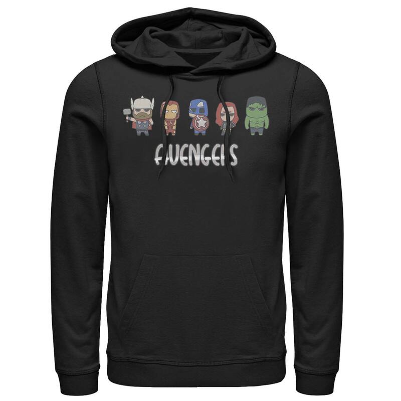 アニメ文字記号 レディース トップス プルオーバー パーカー Licensed Character Men\u0027s Marvel Avengers Doodle Group Shot Hoodie Black 黒いこと