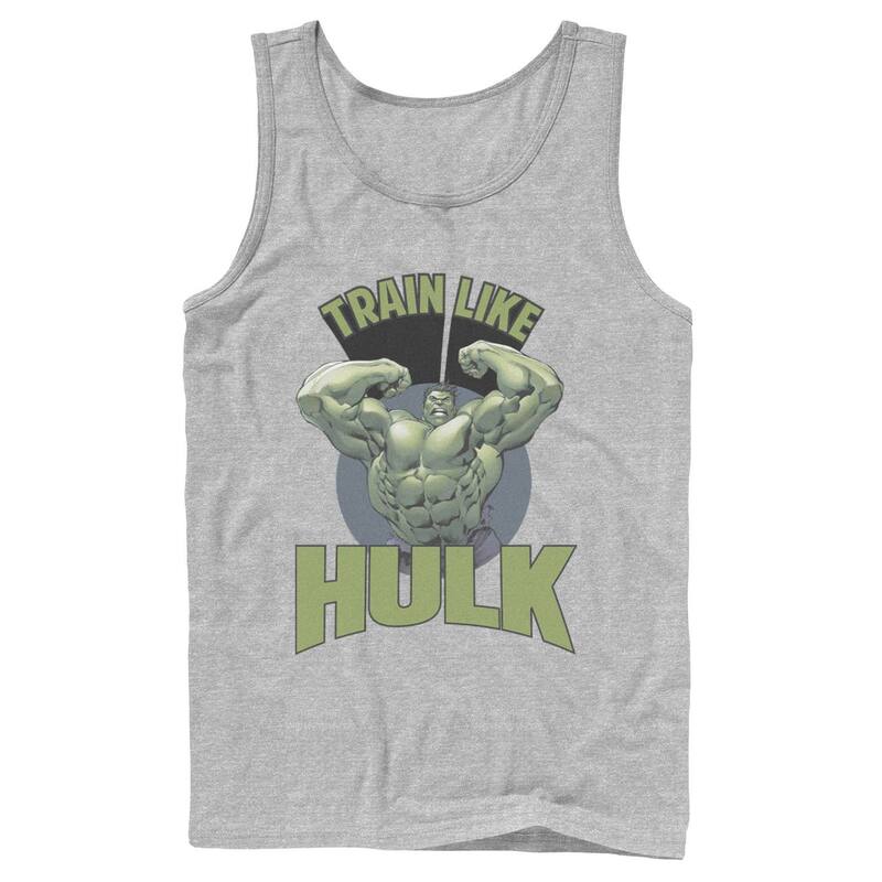 アニメキャラクター レディース トップス Tシャツ Licensed Character Men's Marvel Train Like The Hulk Portraitank Top Athletic Heather ヘザー