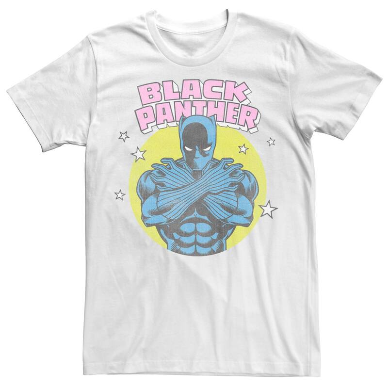 アニメキャラクター レディース トップス Tシャツ ヴィンテージ Licensed Character Men's Black Panther Vintage Comic Badge Tee White ホワイト