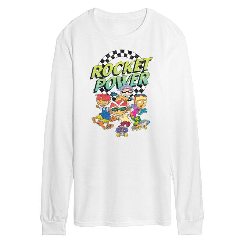 アニメキャラクター レディース トップス Tシャツ Licensed Character Men's Nickelodeon Rocket Power Skating Long Sleeve White ホワイト