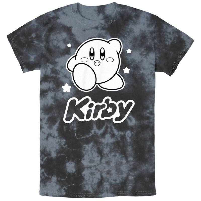 アニメキャラクター レディース トップス Tシャツ モノクロ グラフィック Licensed Character Men's Nintendo Kirby Monochrome Style Bombard Wash Graphic Tee Black Charcoal ブラック｜ReVida 店