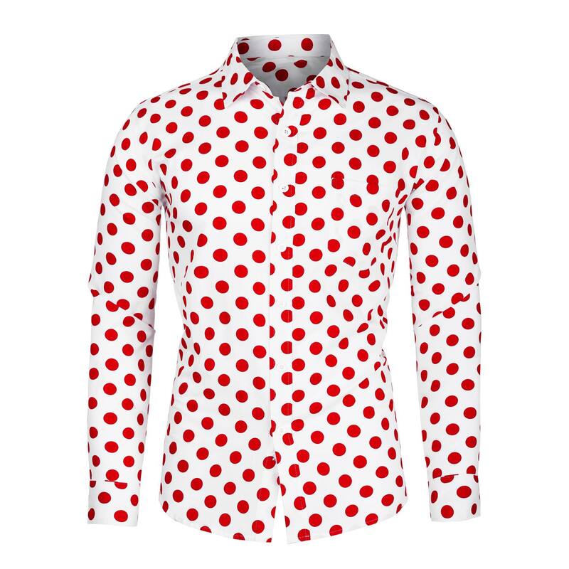 Lars Amadeus レディース トップス Tシャツ ボタンダウン ドット プリント ダウン Lars Amadeus Men's Polka Dots Printed Long Sleeve Button Down Slim Dresshirt Pink ピンク