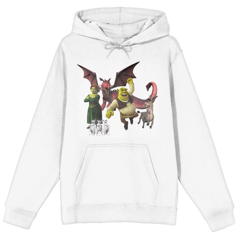 アニメキャラクター レディース トップス Tシャツ パーカー Licensed Character Men'shrek Main Characters Hoodie White ホワイト