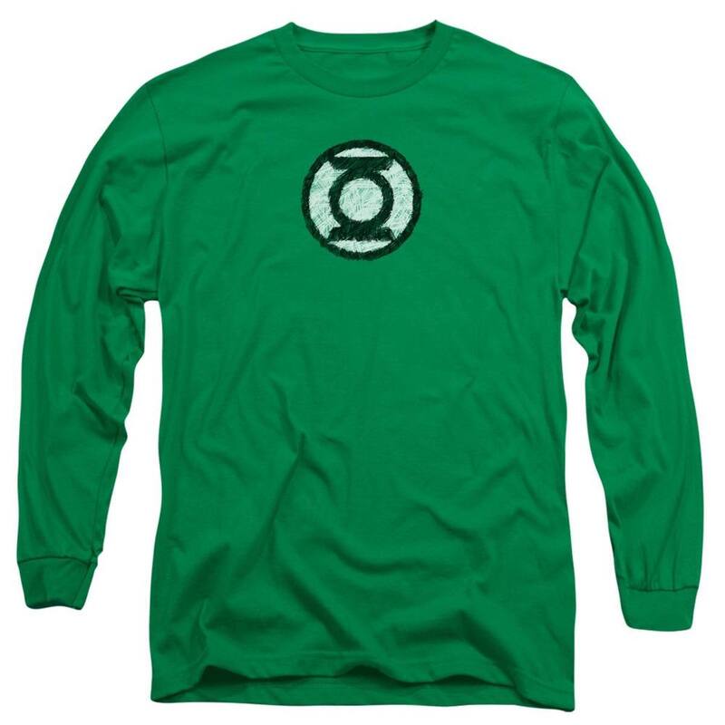 アニメ文字記号 レディース トップス プルオーバー ロゴタイプ Licensed Character Green Lantern Scribble Lantern Logo Long Sleeve Adult-shirt Kelly Green 緑であること