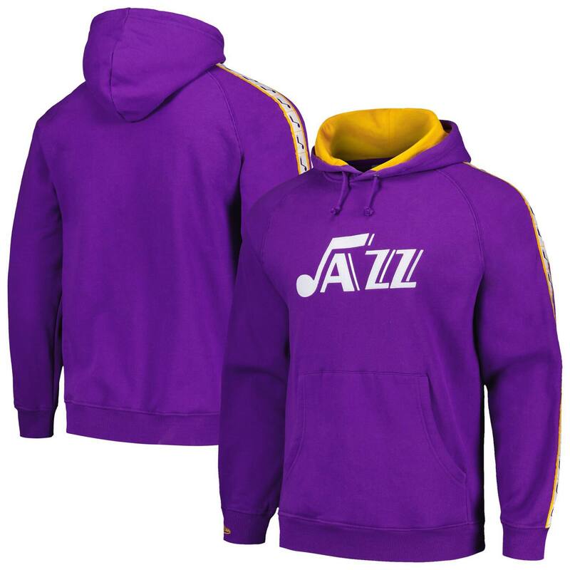 ミッチェル&ネス レディース トップス Tシャツ パーカー Men's Mitchell & Ness Purple Utah Jazz Hardwood Classics Nights Raglan Pullover Hoodie Jaz Purple パープル