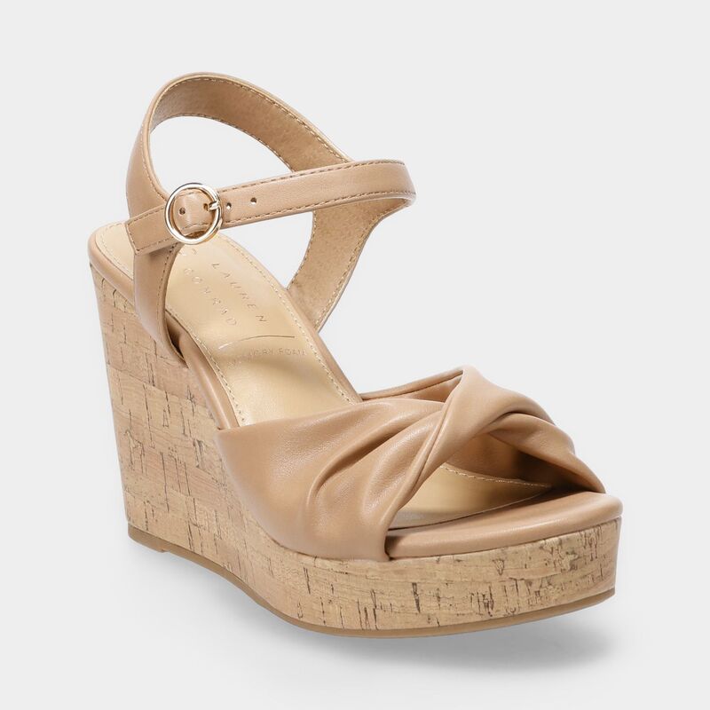 LC Lauren Conrad レディース シューズ サンダル アンクル LC Lauren Conrad Florenzz Women's Twist Band Ankle Strap Wedge Sandals Tan タン